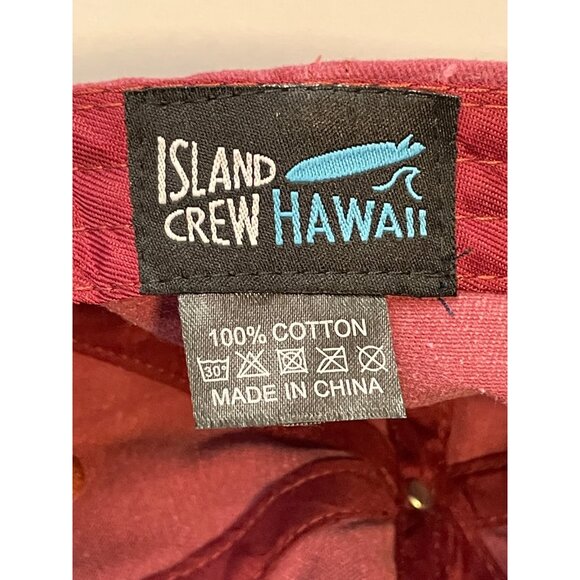 Hawaii Aloha hat cap adult 7" strap back Island Crew Hawaiian faded red - Picture 8 of 9